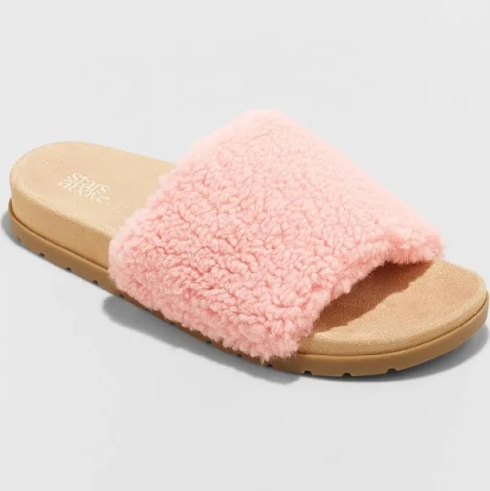 Stars Above Pink Fuzzy Moccasins